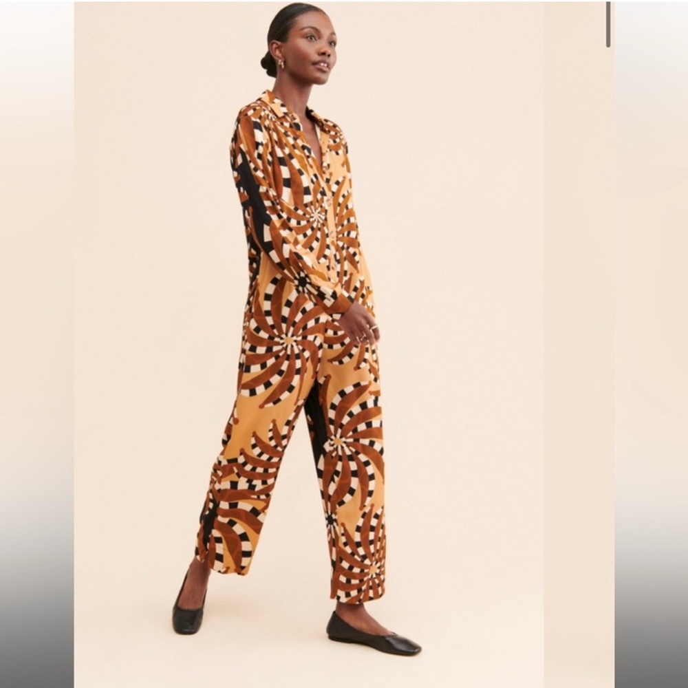 FARM Rio Geometric Black and Brown Jumpsuit